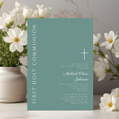 Modern Green Boy Cross Erste Heilige Kommune Einladung