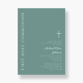Modern Green Boy Cross Erste Heilige Kommune Einladung