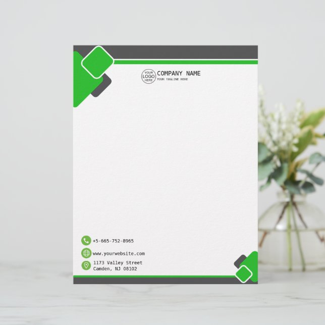 Modern Green Business Logo Letterhead Briefbogen (Stehend Vorderseite)