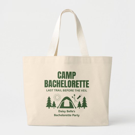 Modern Green Camp Bachelorette Weekend Jumbo Stoffbeutel (Vorne)