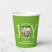Modern Green Christmas JOY TO THE WORLD Pappbecher (Rückseite)