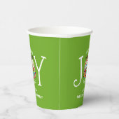 Modern Green Christmas JOY TO THE WORLD Pappbecher (Rechts)