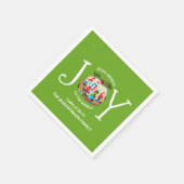 Modern Green Christmas JOY TO THE WORLD Serviette (Ecke)