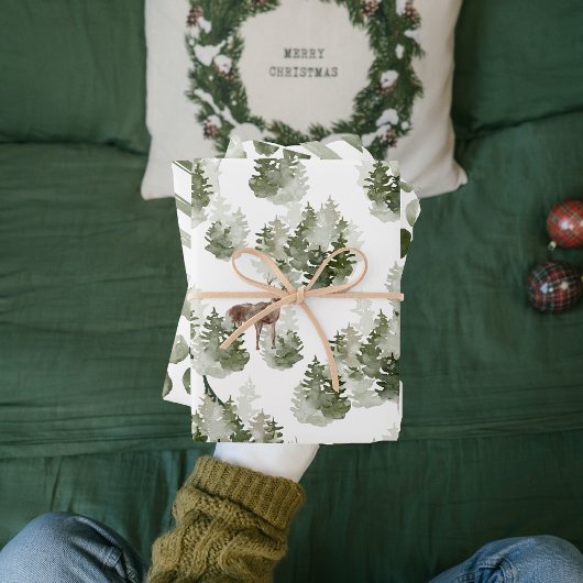 Modern Green Christmas Pattern Wrapping Paper Shee Geschenkpapier Set