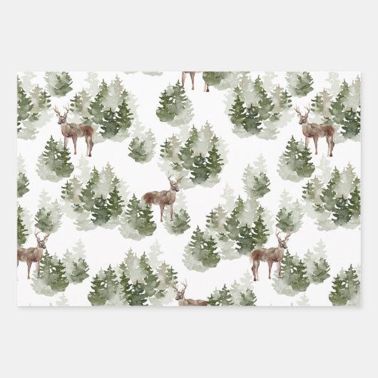 Modern Green Christmas Pattern Wrapping Paper Shee Geschenkpapier Set (Vorderseite)