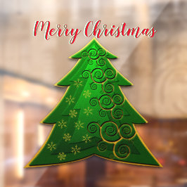 Modern Green Christmas Tree Fensteraufkleber