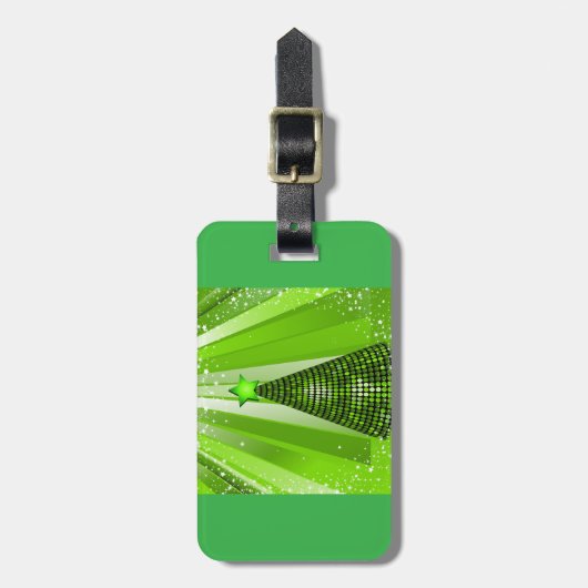 Modern Green Christmas Tree mit Star Gepäckanhänger (Vorderseite vertikal)