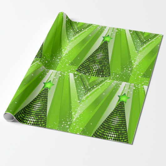 Modern Green Christmas Tree mit Star Geschenkpapier (Ungerollt)