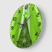 Modern Green Christmas Tree mit Star Große Wanduhr (Winkel)