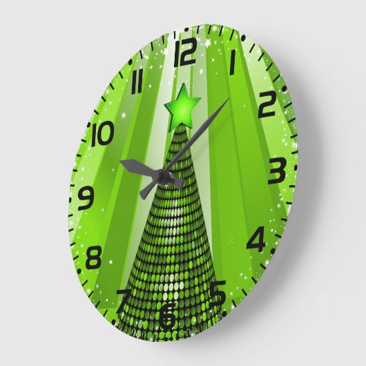 Modern Green Christmas Tree mit Star Große Wanduhr (Winkel)
