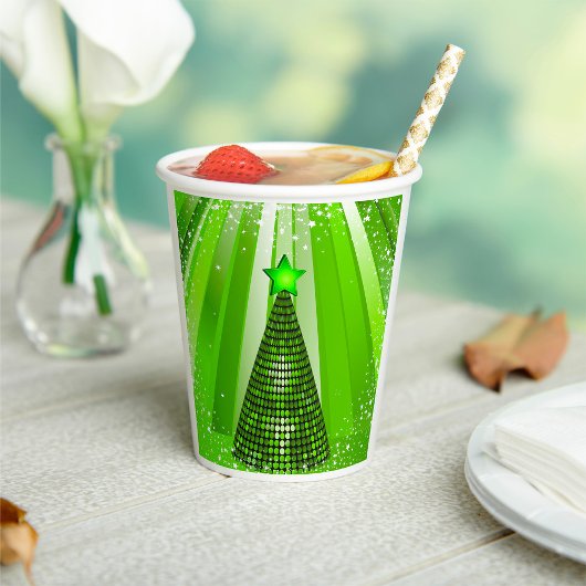 Modern Green Christmas Tree mit Star Pappbecher