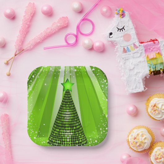 Modern Green Christmas Tree mit Star Pappteller (Party)