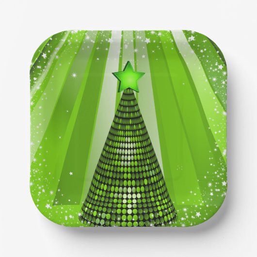Modern Green Christmas Tree mit Star Pappteller (Vorderseite)
