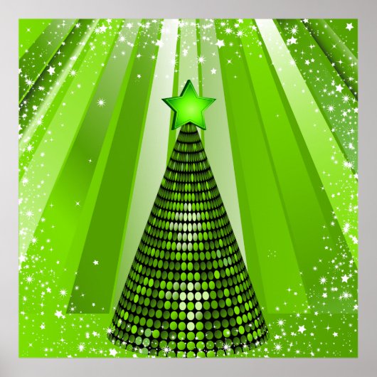 Modern Green Christmas Tree mit Star Poster (Vorne)