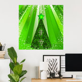 Modern Green Christmas Tree mit Star Poster