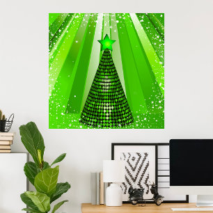 Modern Green Christmas Tree mit Star Poster