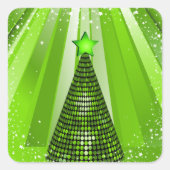 Modern Green Christmas Tree mit Star Quadratischer Aufkleber (Vorderseite)