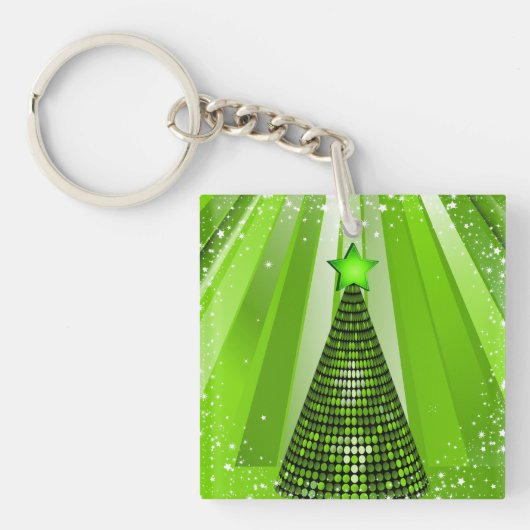 Modern Green Christmas Tree mit Star Schlüsselanhänger (Vorderseite)