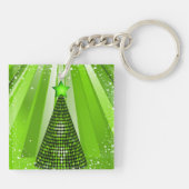 Modern Green Christmas Tree mit Star Schlüsselanhänger (Rückseite)
