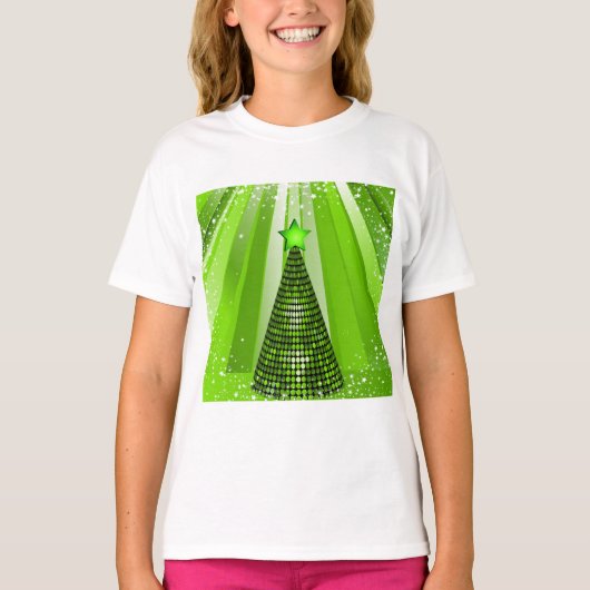 Modern Green Christmas Tree mit Star T-Shirt (Vorderseite)