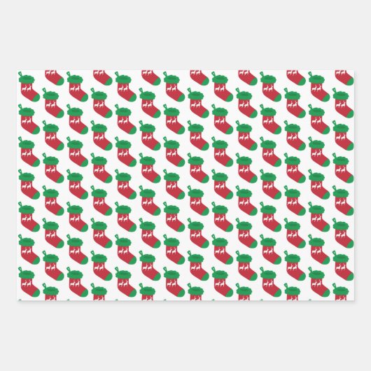 Modern Green Christmas Tree Stocking Holly Geschenkpapier Set (Vorderseite 2)