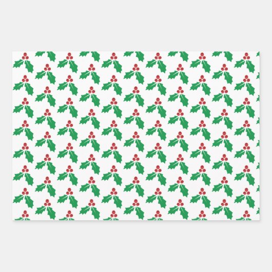 Modern Green Christmas Tree Stocking Holly Geschenkpapier Set (Vorderseite)
