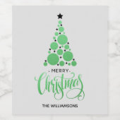 Modern Green Christmas Tree Weinetikett (Einzelnes Label)