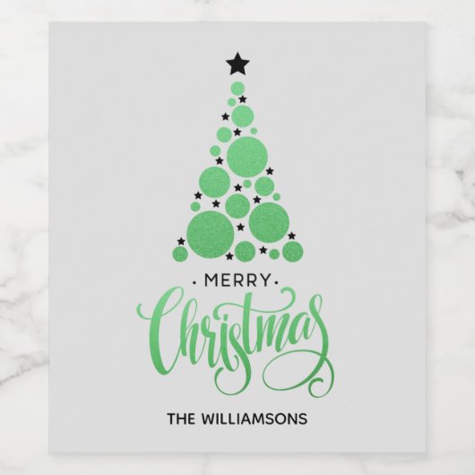 Modern Green Christmas Tree Weinetikett (Einzelnes Label)