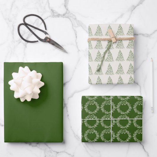 Modern Green Christmas Wrapper Geschenkpapier Set (Vorderseite)