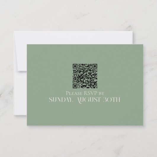 Modern Green Classic Wedding RSVP with QR Code (Rückseite)
