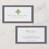 MODERN GREEN CLOVER LOGO on WHITE with GRAY BORDER Visitenkarte (Vorne/Hinten)