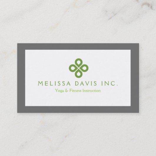 MODERN GREEN CLOVER LOGO on WHITE with GRAY BORDER Visitenkarte (Vorderseite)