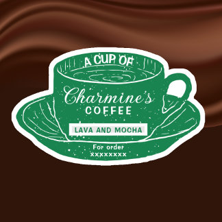 Modern Green Coffee Cup Stickers for Coffee Cups Aufkleber