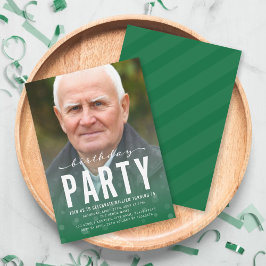 Modern Green Confetti jedes Foto Geburtstagsparty Einladung