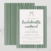 Modern Green Coquette Bow Bachelorette Weekend Einladung (Vorne/Hinten)