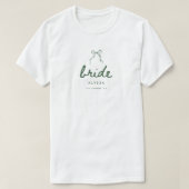 Modern Green Coquette Custom Bride's Name Wedding T-Shirt (Design vorne)