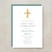 Modern Green Cross Boy First Heilige Kommune Einladung