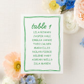 Modern Green Doodle Wedding Seating Chart Card Tischnummer
