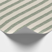Modern Green Drawn Stripes Cream Wrapping Paper Geschenkpapier (Ecke)