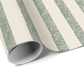 Modern Green Drawn Stripes Cream Wrapping Paper Geschenkpapier (Rolleneckpunkt)