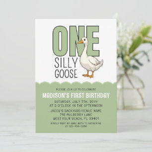 Modern Green Eine Dumme Gans 1. Geburtstag Einladung