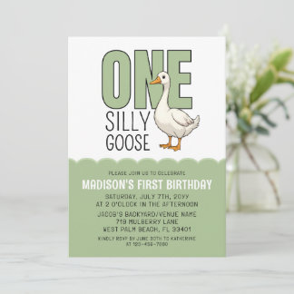 Modern Green Eine Dumme Gans 1. Geburtstag  Einladung