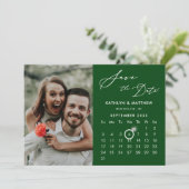 Modern Green Elegant Script Custom Calendar Foto Save The Date (Stehend Vorderseite)