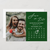 Modern Green Elegant Script Custom Calendar Foto Save The Date (Vorne/Hinten)