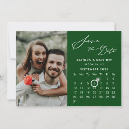 Modern Green Elegant Script Custom Calendar Foto Save The Date