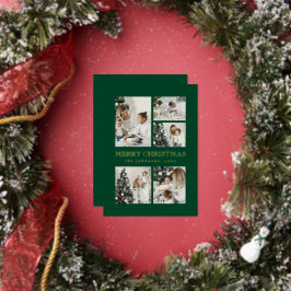Modern Green Elegant Typography Photo Christmas Folien Feiertagskarte