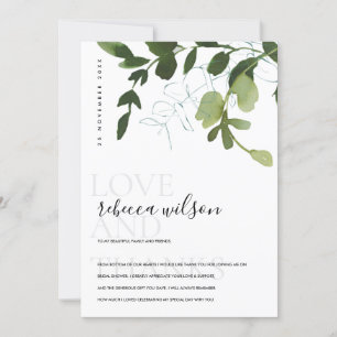 Modern Green Eucalyptus Foliage Brautparty Dankeskarte