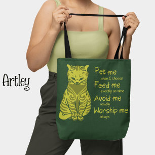 Modern Green Evil Cat lustige Phrase monochromatis Tasche