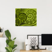 Modern Green Fern-Frond Curls  Poster (Heimbüro)