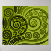 Modern Green Fern-Frond Curls Poster (Vorne)
